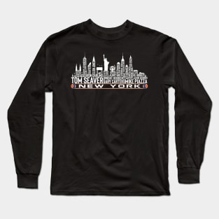 New York Baseball Team All Time Legends New York City Skyline Long Sleeve T-Shirt